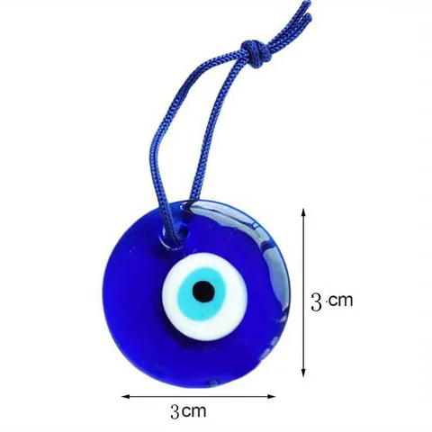 Handmade Turkish Blue Evil Eye Pendant Lampwork Glass Circular Charm For DIY Necklace Dream Catcher Hanging Decoration Dark Blue Glass Jewelry Accessory