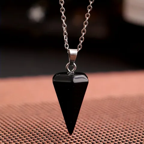 Natürlicher Schwarzer Achat Hexagonal Anhänger Heilkristall Säule Pendel Legierung Stein Charm Für Schmuckherstellung Damen Herren