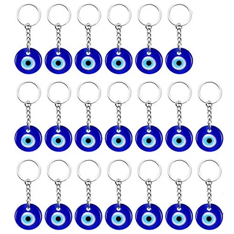 Turkish Evil Eye Glass Pendant Keychain Blue Round Bead Protection Amulet Charm Geometric Lucky Jewelry Keychain Pendant For Bag Car Key Ring Key Holder
