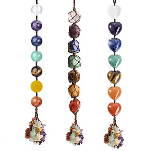 Natuursteen Kristal Levensboom Auto Hangend Ornament Hart Onregelmatige Ruwe Edelsteen Kwastje Hangende Decoratie Voor Huis Wanddecoratie