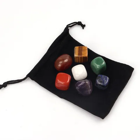 Chakra Healing Crystals Natural Stones Irregular Rough Raw Tumbled Gemstones Velvet Bag Yoga Meditation Home Decor