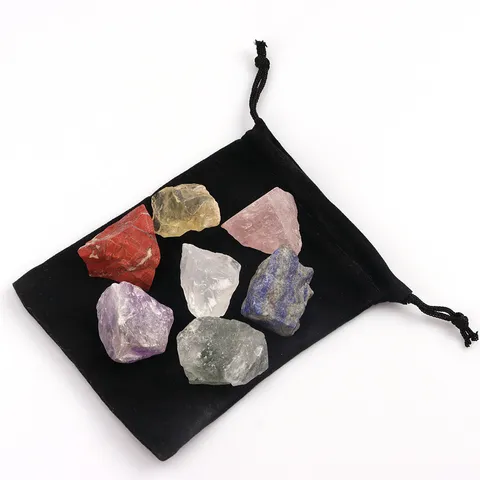 Chakra Healing Crystals Natural Stones Irregular Rough Raw Tumbled Gemstones Velvet Bag Yoga Meditation Home Decor