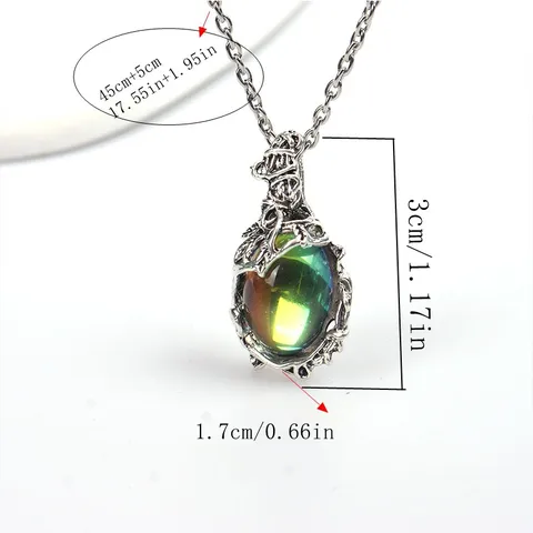 Bohemian Retro Leaf Vine Wrapped Necklace Vintage Moonstone Style Artificial Crystal Pendant Necklaces for Women Jewelry