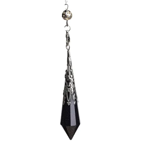 Colgante de Péndulo de Radiestesia de Cristal Sintético Columna Hexagonal Collar Reiki Curación Cadena Ajustable Joyería Espiritual Unisex