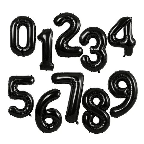 Large Black Number Balloon Aluminum Film Mylar Balloon For Birthday Party Celebration Kids Adult Event Decoration