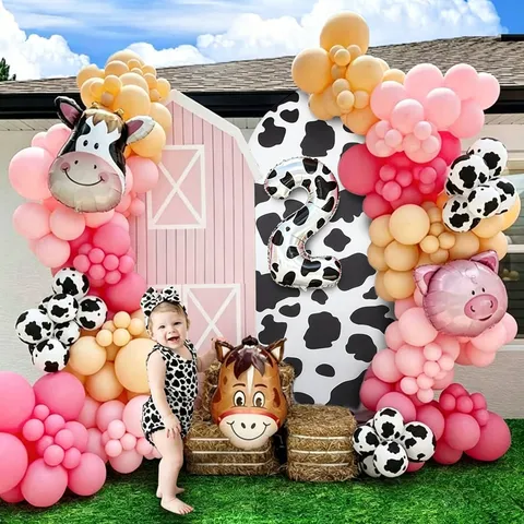 Large Black And White Cow Print Number Aluminum Foil Balloon Digital Balloon For Birthday Party Holiday Decoration