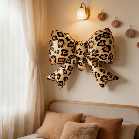 Leopard Print Bowknot Aluminum Foil Balloon Animal Pattern Balloon For Birthday Party Celebration Event Decoration