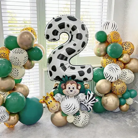 Large Black And White Cow Print Number Aluminum Foil Balloon Digital Balloon For Birthday Party Holiday Decoration
