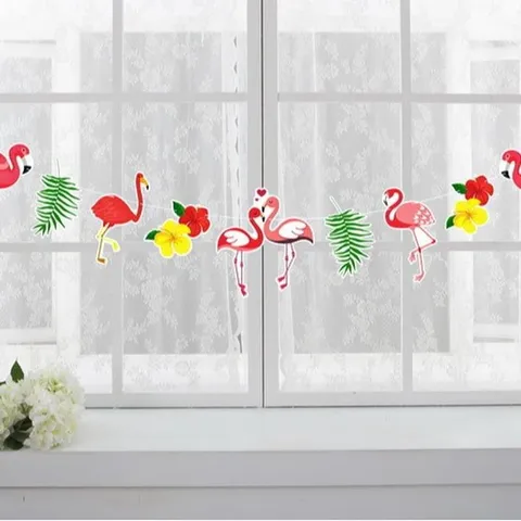 Hawaiaanse Luau Flamingo Feestdecoraties Papier Slinger Banner Tropisch Thema Verjaardag Hangende Muur Decor