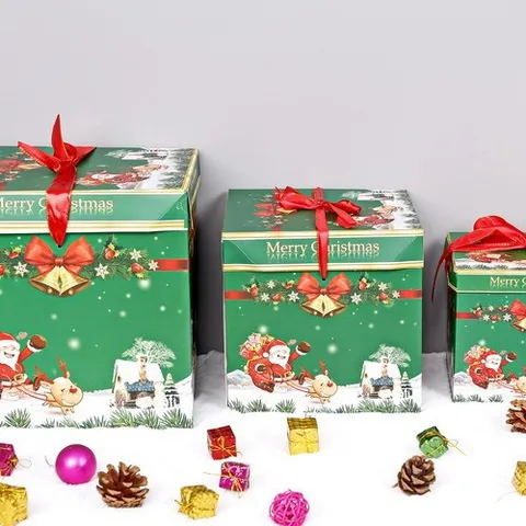 Christmas Gift Boxes Paper Present Packaging Boxes With Ribbon For Holiday Party Christmas Tree Home Decor