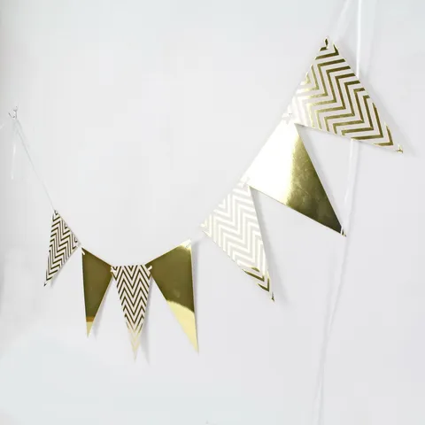 Gold Silver Rose Gold Wavy Bunting Banner Happy Birthday Paper Garland Party Decorations Hanging Celebration Supplies