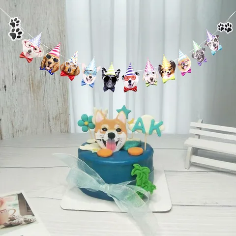 Cute Dog Expression Birthday Party Bunting Banner Paper Animal Face Garland Pet Birthday Party Decoration Supplies