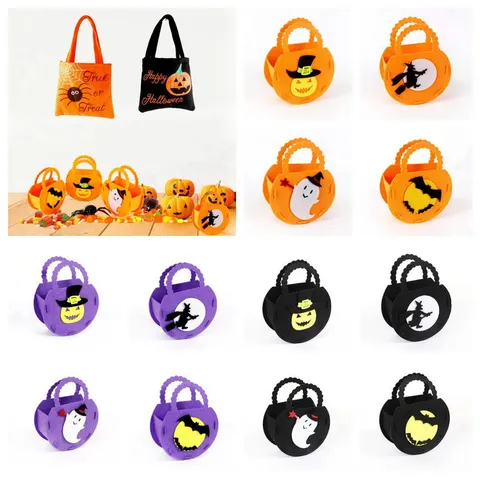 Halloween Pumpkin Bat Witch Ghost Candy Bag Non-Woven Felt Tote Bag Kids Party Gift Treat Bag Halloween Party Decoration Supplies