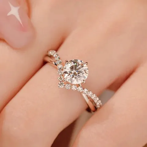 Elegant Copper Zirconia Open Ring Geometric V-Shaped Cross Ring Luxury Bling Crystals Finger Ring Jewelry Gift For Women