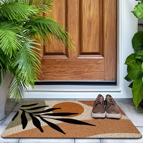 Alfombrilla de Puerta de PVC Estilo Nórdico Vestíbulo Antideslizante Geométrica Abstracta Estampada Entrada Felpudo Decoración del Hogar