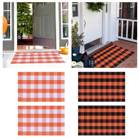 Alfombrilla de Poliester de Estilo Americano Alfombra de Puerta a Cuadros Geometricos Entrada de Casa Antideslizante Absorbente Alfombra de Bienvenida