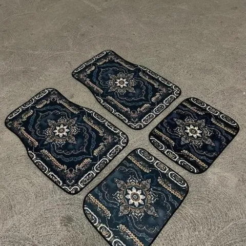 Nordic Retro Floral Car Floor Mats Anti Slip Wear Resistant Polyester Vehicle Floor Protector