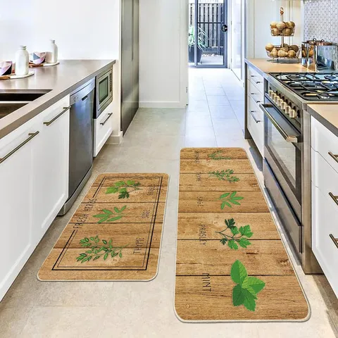 Floral Kitchen Floor Mat Absorbent Non Slip Runner Rugs Botanical Home Decor For Entryway Hallway Bathroom
