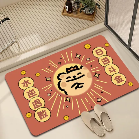Alfombra de Suelo de Tierra de Diatomeas de Oso Tierno para Baño Absorbente Antideslizante Fácil Cuidado Decoración del Hogar
