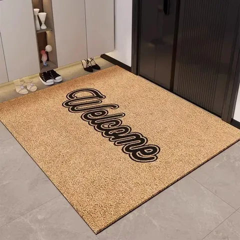 Alfombrilla de Fibra de Coco Sintética Letra de Bienvenida Antideslizante Resistente al Desgaste Porche Entrada Decoración