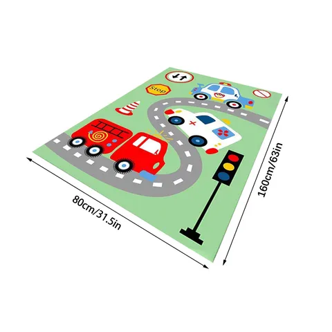Alfombra de Juego de Carretera de Tráfico para Niños de Terciopelo de Cristal Alfombrilla de Gateo Sala de Estar Dormitorio Alfombra Educativa