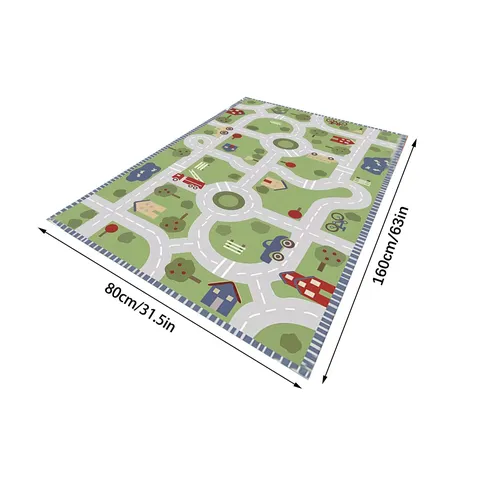 Alfombra de Juego de Carretera de Tráfico para Niños de Terciopelo de Cristal Alfombrilla de Gateo Sala de Estar Dormitorio Alfombra Educativa