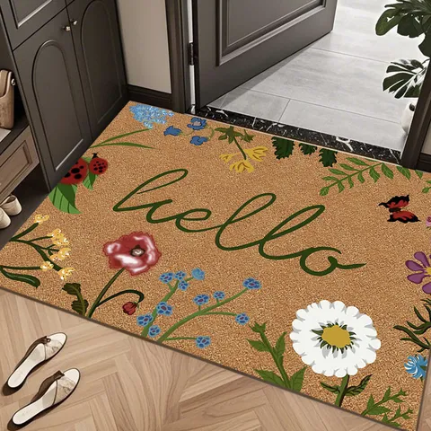 Paillasson d'Entrée en Fausse Fibre de Coco Durable Antidérapant Lavable Tapis de Bienvenue pour Entrée Cuisine Chambre Intérieur Extérieur Décoration Maison