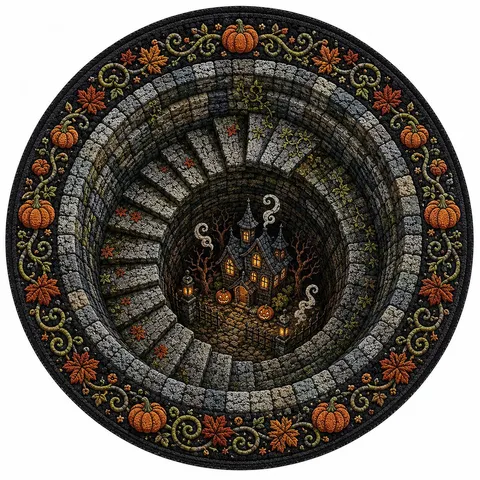 Halloween 3D Illusion Area Rug Round Non-Slip Crystal Velvet Floor Mat Gothic Pumpkin Ghost Decorative Carpet For Living Room Bedroom