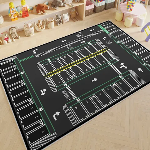 Tapis de Jeu de Route de Circulation pour Enfants Tapis de Sol Éducatif pour Chambre de Garçon Décoration de Salle de Jeux Antidérapant