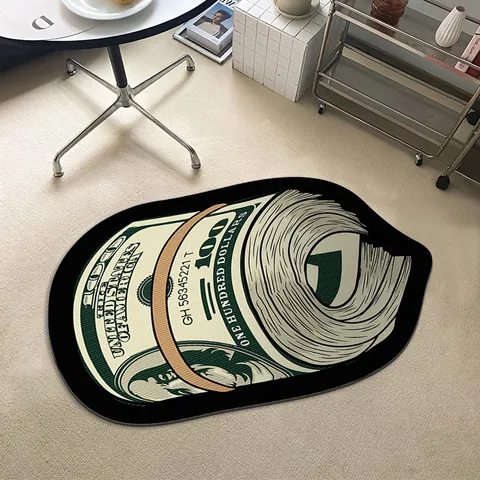 Paillasson en Fausse Cachemire Motif Billet de Dollar Absorbant Séchage Rapide Antidérapant Tapis de Bain Pour Salle de Bain Chambre Salon Décor Vintage Américain