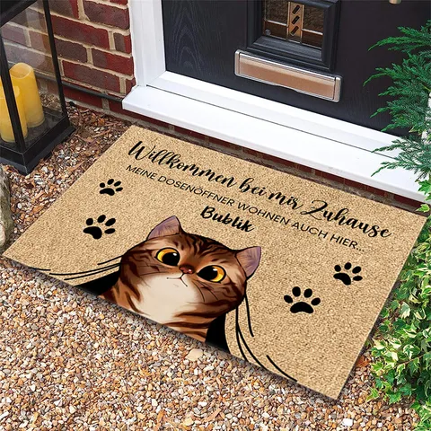 Cute Cartoon Animal Print Door Mat Non-Slip Polyester Floor Mat Home Decor Entryway Welcome Mat Living Room Bedroom Rug