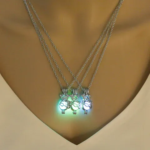 Leuchtende Koala Bär Anhänger Halskette Für Damen Halloween Hohl Tierkäfig Halskette Galvanisierte Legierung Schmuck Geschenk