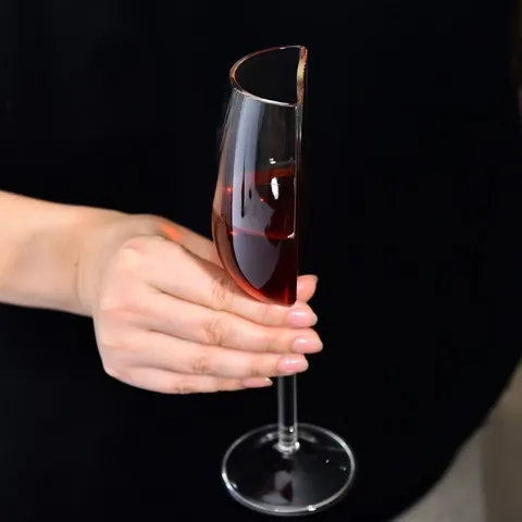 Bicchiere da Vino Creativo Mezzo Vetro Design Unico Calice Bicchiere da Champagne Vetreria di Lusso Leggero Per Casa Festa Regalo