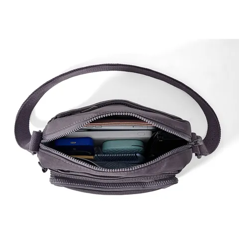 Sac Bandoulière en Nylon pour Femmes Léger Multicouche Sac Épaule Décontracté Navette Sac à Main Multi Poches Sacoche pour Quotidien Voyage Femme