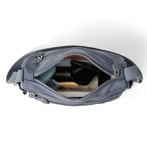 Sac Bandoulière en Nylon pour Femme Léger Multi Poches Sac Épaule Décontracté Voyage Sac à Main Grande Capacité Sac Messager pour Filles