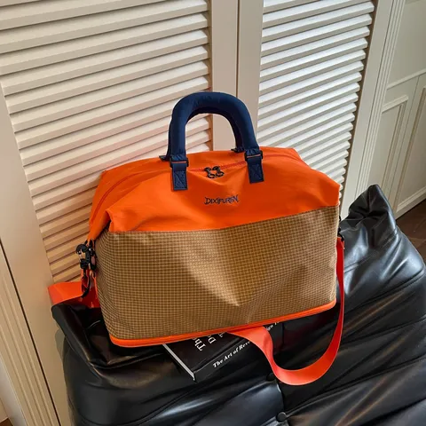 Sac de Voyage Grande Capacité pour Hommes Femmes Léger Pliable Sac de Sport Gym Nylon Motif Plaid Sac de Bagage à Main
