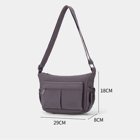 Sac Bandoulière en Nylon pour Femmes Décontracté Léger Sac à Épaule Multi-compartiments Couleur Unie Navettage Voyage Imperméable