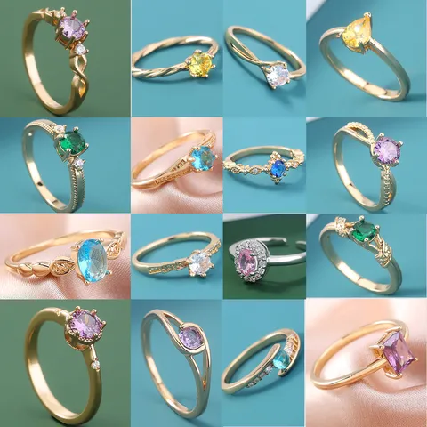 Dames Mode Koper Zirkonia Verstelbare Ring Luxe Geometrische Zirkonia Ingelegde Vingerring Sieraden Cadeau