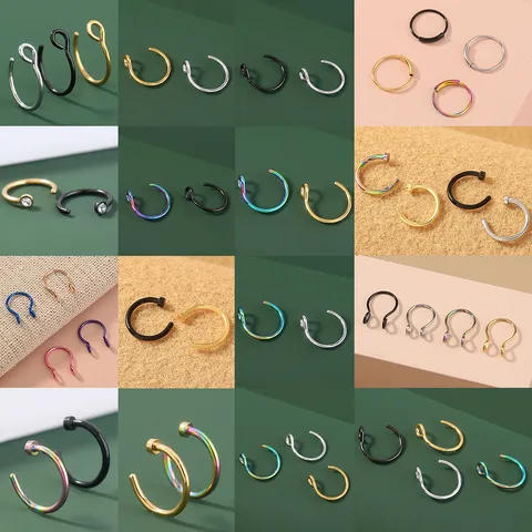 Roestvrijstalen Nep Neusring Oorring Set Lichaam Piercing Sieraden Geometrisch