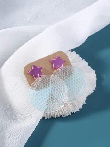 Retro Acrylic Disco Ball Pentagram Drop Earrings For Women Western Bold Laser Mirror Star Dangle Earrings Disco Party Jewelry Accessories