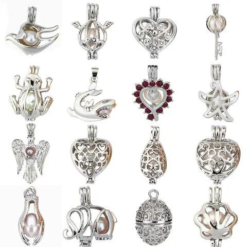 Trendy Unisex Zinc Alloy Hollow Out Pattern Design DIY Craft Jewelry Findings Pearl Cage Pendant Accessories For Keychain Necklace Gift