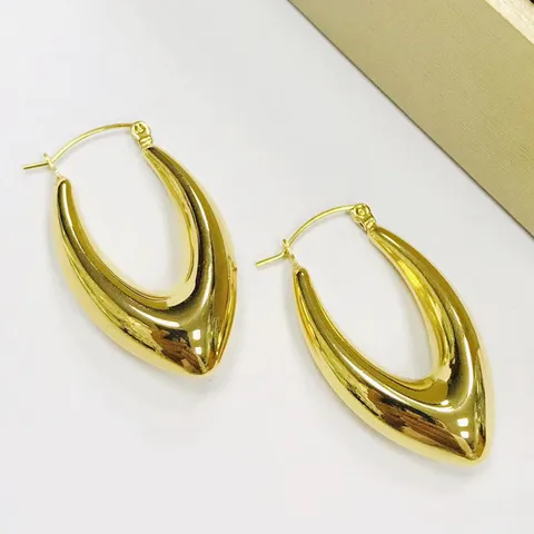Minimalist Stainless Steel V Shaped U Shaped Hoop Earrings Gold Silver Color Mirror Polish Geometric Open Ear Buckle For Unisex Jewelry Gift