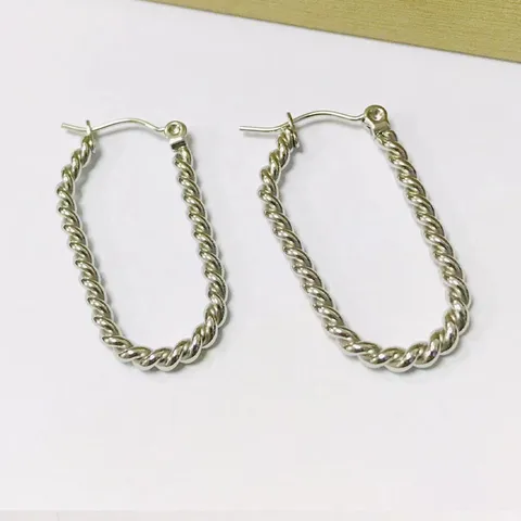 Simple Fashion Wide Water Ripple Gold Plated Twisted Rope O Shaped Stainless Steel Hoop Earrings For Women Geometric Jewelry