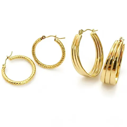 Stainless Steel Snakeprint Hoop Earrings 18K Gold Plated U-Shaped Geometric Widened Ear Buckle For Women Fashion Jewelry