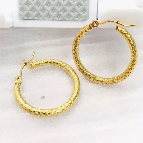 Stainless Steel Snakeprint Hoop Earrings 18K Gold Plated U-Shaped Geometric Widened Ear Buckle For Women Fashion Jewelry