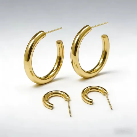 Trendy Titanium Steel Thickened C-Shaped Hoop Earrings Gold Silver Smooth Statement Chunky Earrings For Women Men Jewelry Gift