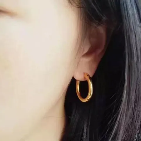 Trendy Titanium Steel Thickened C-Shaped Hoop Earrings Gold Silver Smooth Statement Chunky Earrings For Women Men Jewelry Gift