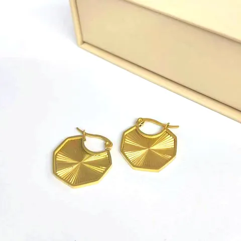 Stainless Steel Shell Rhinestone Hoop Earrings For Women 18K Gold Plated Geometric Dangle Earrings Fashion Jewelry Gift