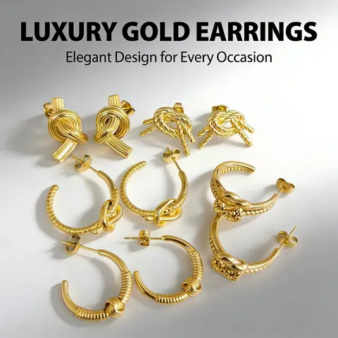 Fashion Stainless Steel 18K Gold Plated Knot Twist Stud Earrings For Unisex Minimalist INS Style Geometric Woven Earrings Jewelry