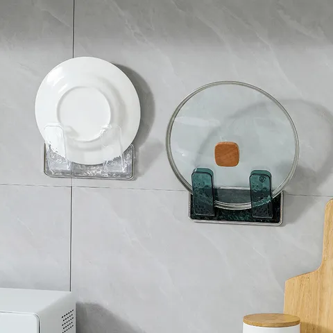 Multifunctional Wall Mounted Pot Cover Rack Punch Free Plastic Cutting Board Holder Kitchen Storage Organizer Shelf